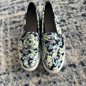 Keds Blue Floral Slip-On Sneakers